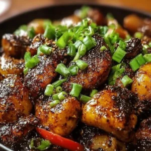 Deliciously cooked Black Pepper Chicken featuring tender chicken pieces and a rich sauce.