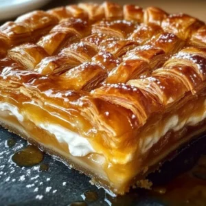 Delicious Honey Pie dessert with golden crust and honey glaze.