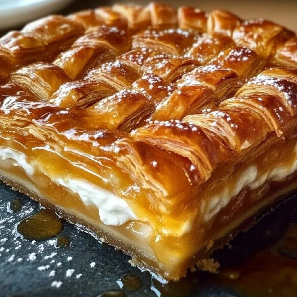 Delicious Honey Pie dessert with golden crust and honey glaze.