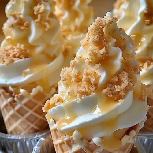 Banana pudding cheesecake cones with creamy filling and vanilla wafers