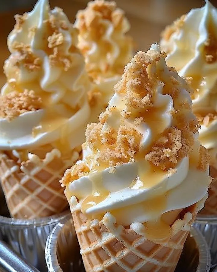 Banana pudding cheesecake cones with creamy filling and vanilla wafers