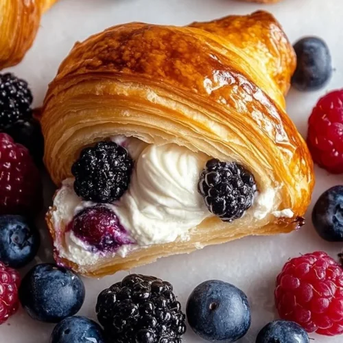 Berries and cream filled croissants showcasing fresh berries and creamy filling