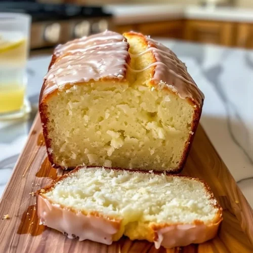 Delicious homemade lemon loaf better than Starbucks, garnished with lemon slices.