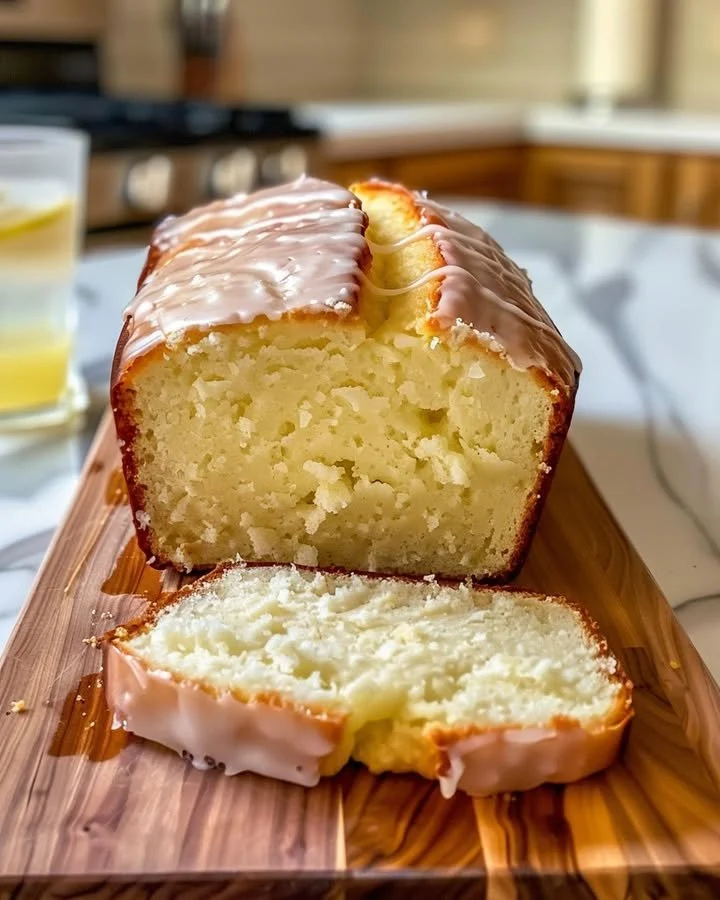 Delicious homemade lemon loaf better than Starbucks, garnished with lemon slices.
