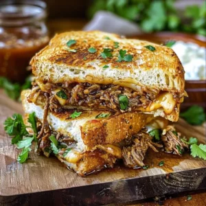 Delicious Birria Grilled Cheese sandwich with melted cheese and flavorful meat