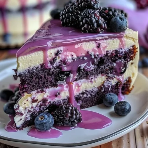 Delicious Blueberry Cream Cake topped with fresh blueberries and whipped cream