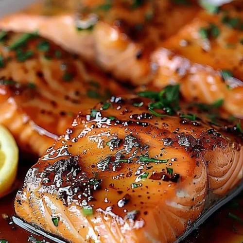 Grilled Cajun Honey Butter Salmon garnished with herbs and spices
