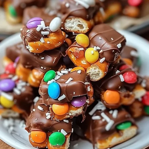 Delicious Candy Bar Pretzel Bites with chocolate and caramel toppings