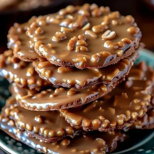 Delectable caramel peanut treats on a plate, perfect for snacking.