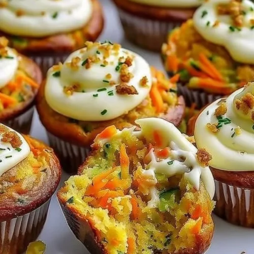 Delicious Carrot Apple Zucchini Muffins with Cream Cheese Frosting on a plate