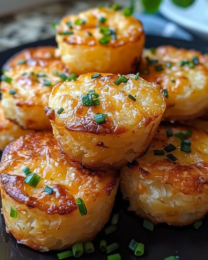 Cheesy mashed potato puffs served on a plate, golden and crispy