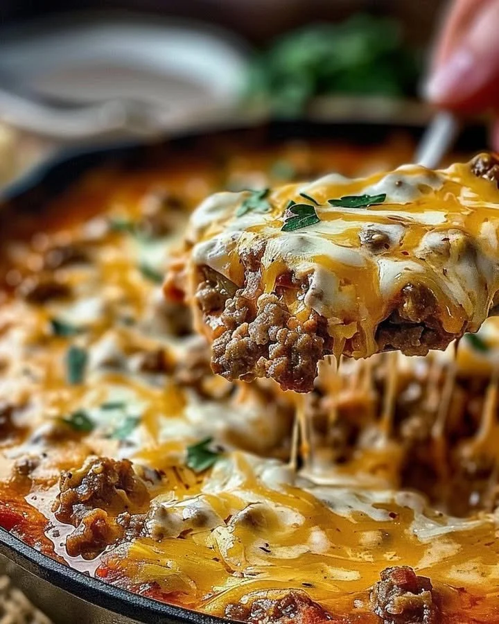 Delicious cheesy sausage dip served in a bowl with tortilla chips