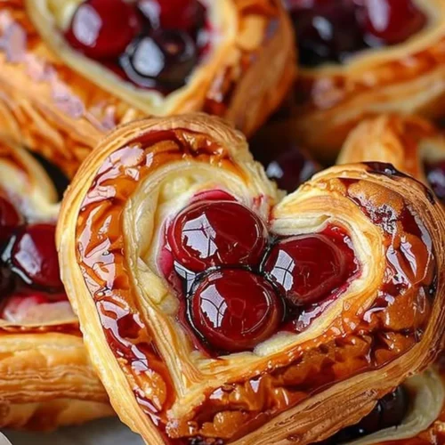 Freshly baked Cherry Cheese Danish with creamy cheese filling and cherry topping
