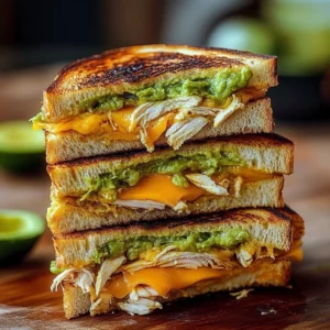 Chicken Avocado Melt Sandwich with sliced avocado and melted cheese on toasted bread