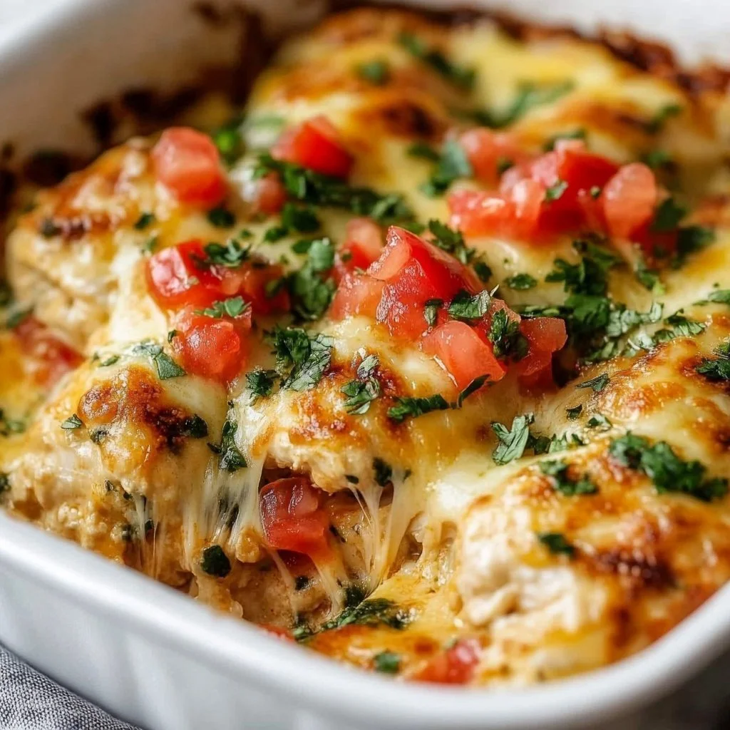 Baked Chicken Salsa topped with fresh herbs and served with rice.