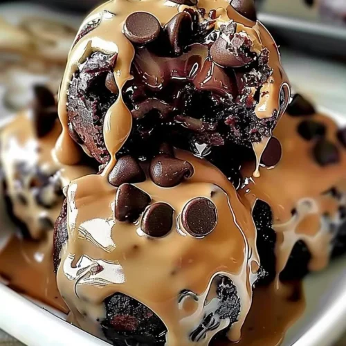 Chocolate chip cookie dough brownie bombs filled with sweet cookie dough and rich brownie.