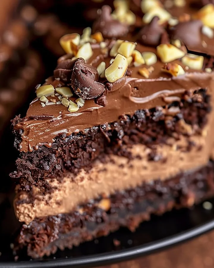 Delicious Chocolate Hazelnut Cheesecake Cake with creamy layers and enticing toppings