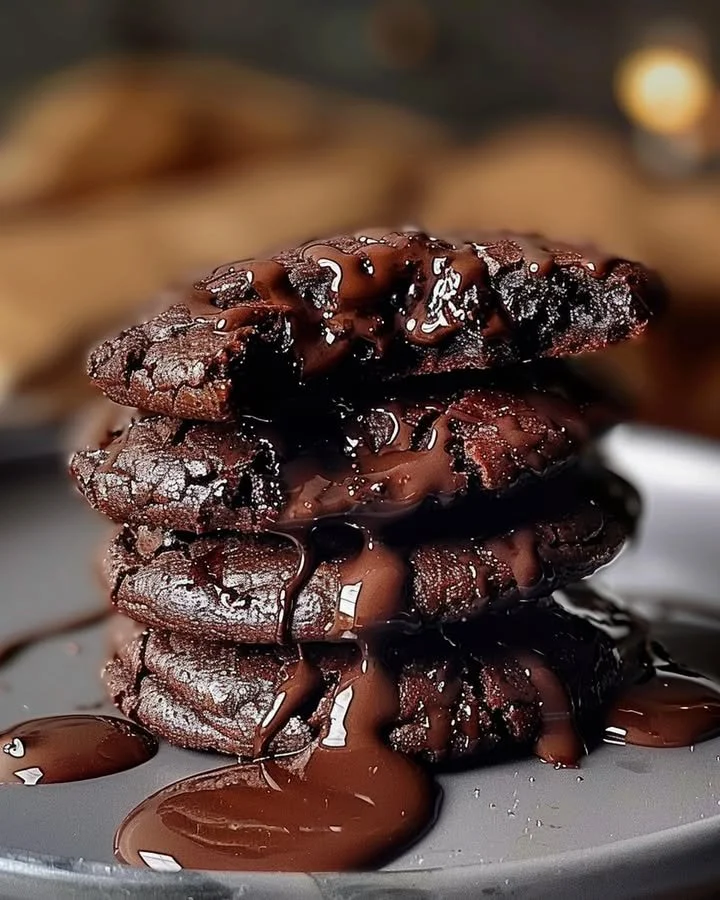 Delicious Chocolate Lava Brownie Cookies with a gooey chocolate center