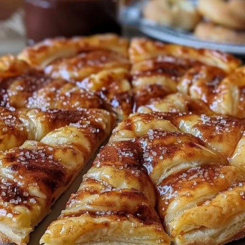 Delicious cinnamon-sugar pizza made with crescent rolls, sweet and fluffy dessert