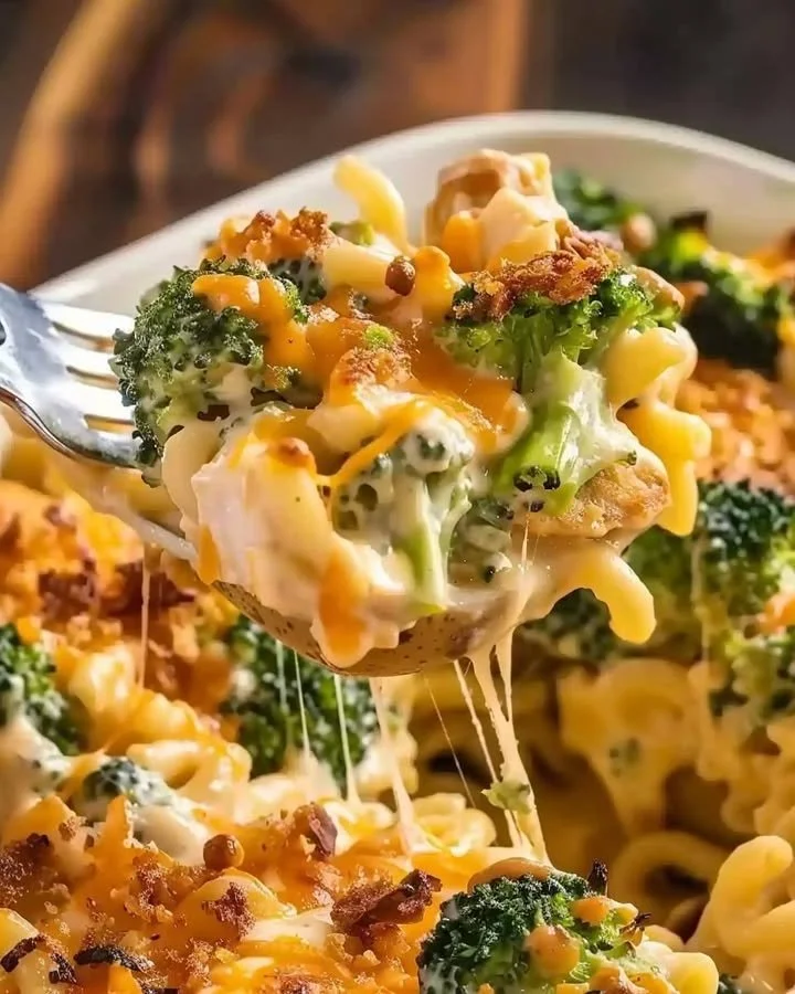 Cheesy chicken and broccoli stuffed potatoes served on a plate