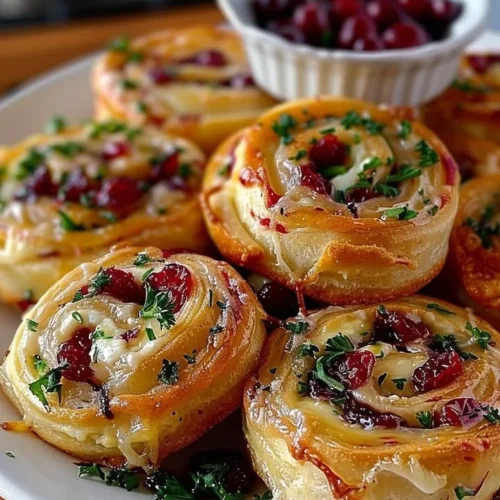 Cranberry Feta Pinwheels filled with Cream Cheese and cranberries on a platter