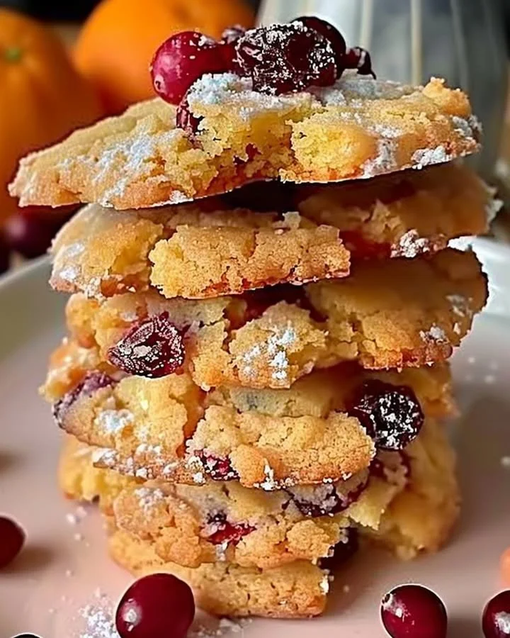 Delicious Cranberry Orange Shortbread cookies on a decorative plate