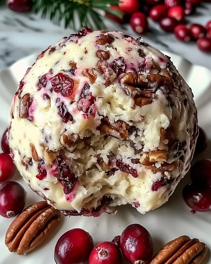 Cranberry Pecan Cheese Ball served on a platter