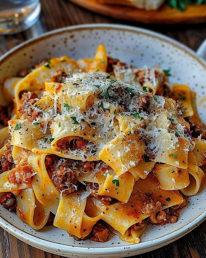 Creamy Calabrian Chili Pappardelle with Sausage and Fennel dish