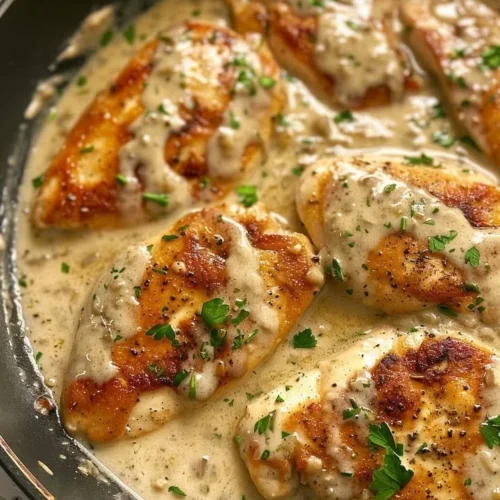 Creamy ranch chicken served with a side of vegetables in a white bowl