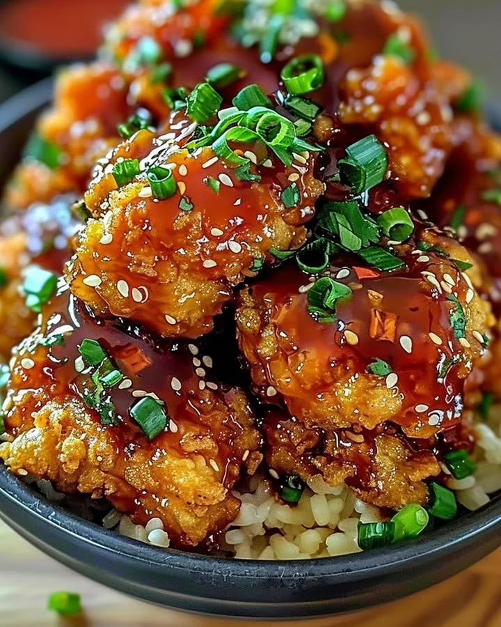 Crispy Bang Bang Chicken served on a plate with dipping sauce