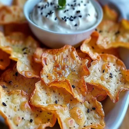 Plate of crispy cottage cheese chips, a delicious and healthy snack