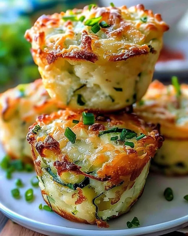 Crispy Parmesan zucchini potato muffins baked to golden perfection