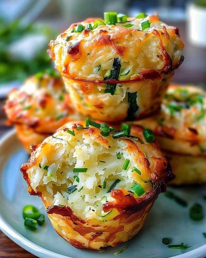 Delicious crispy Parmesan Zucchini Muffins made with potatoes