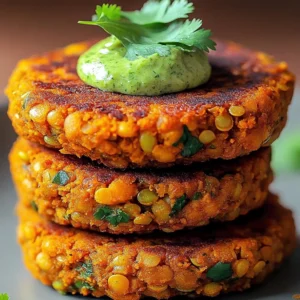 Crispy sweet potato and red lentil patties on a plate