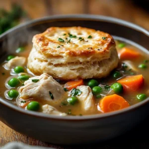 Crock Pot Chicken Pot Pie served in a rustic bowl with fresh vegetables