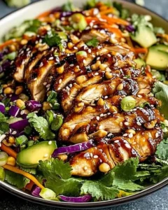 Crunchy Asian Sesame Chicken Salad with fresh ingredients and a tangy dressing