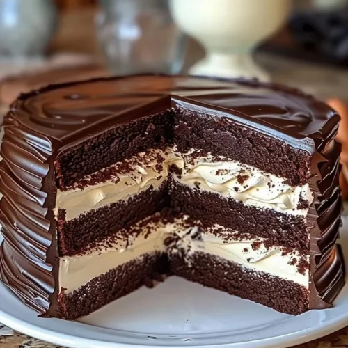 Homemade Ding Dong Cake with chocolate and cream filling