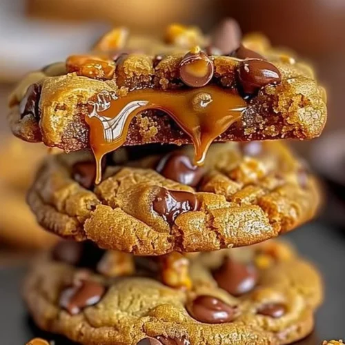 Delicious Butterfinger caramel crunch cookies on a plate