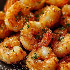 Plate of easy popcorn shrimp served with dipping sauce.