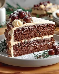 Festive Gingerbread Cake topped with icing and festive decorations