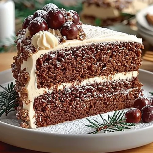 Festive Gingerbread Cake topped with icing and festive decorations