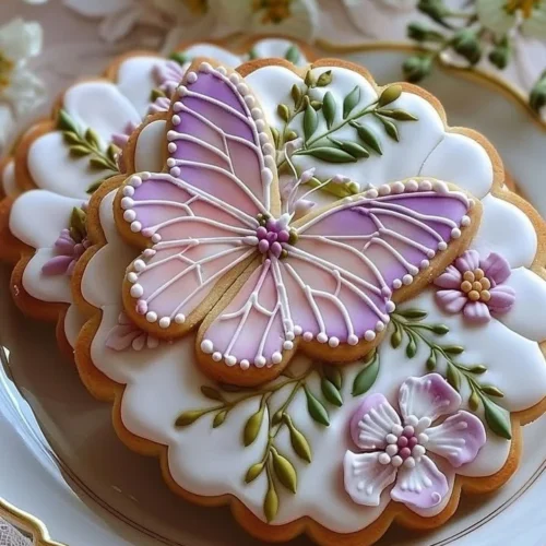 Beautiful Floral Butter Cookies adorned with Royal Icing for a lovely dessert treat