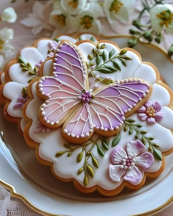 Beautiful Floral Butter Cookies adorned with Royal Icing for a lovely dessert treat