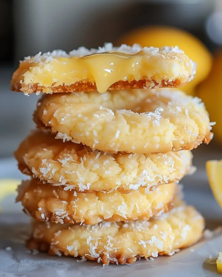 Heavenly coconut lemon curd cookies on a plate