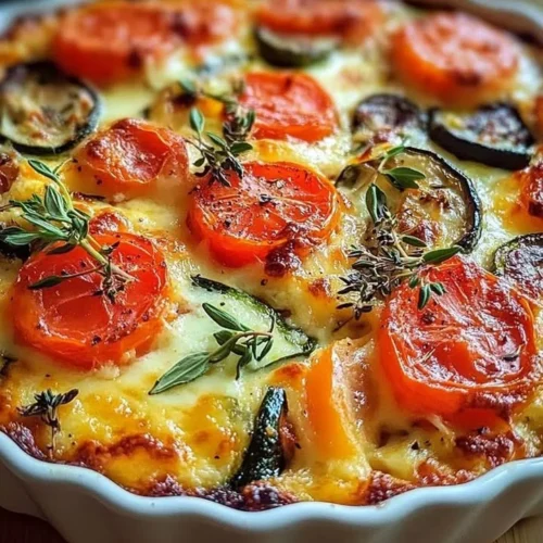 High protein cottage cheese veggie bake served in a dish