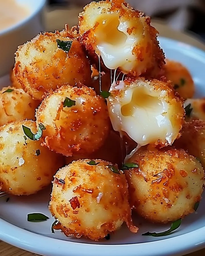 Plate of homemade fried cheese bites with crispy golden crust