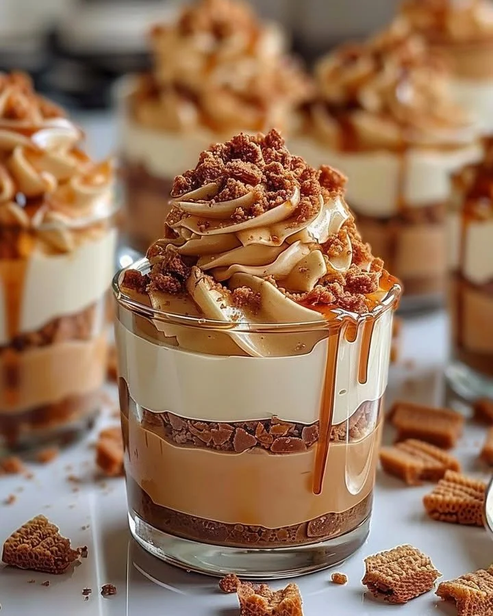 Indulgent Biscoff cheesecake cups with a crunchy twist