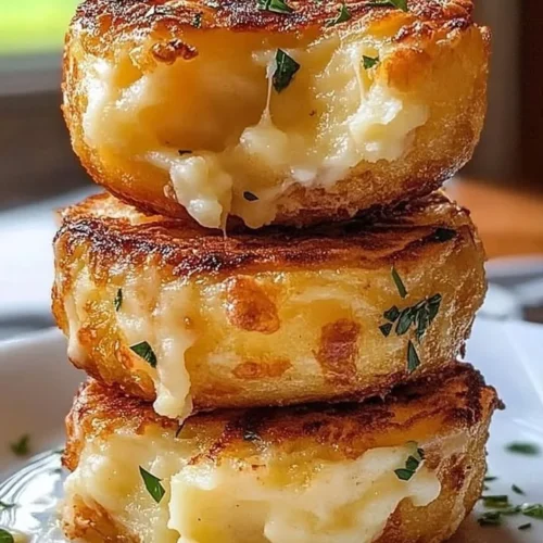 Deliciously crispy mashed potato cheese puffs with melted cheese inside