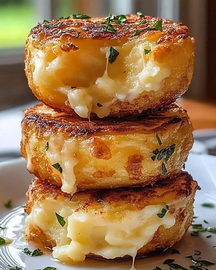 Deliciously crispy mashed potato cheese puffs with melted cheese inside