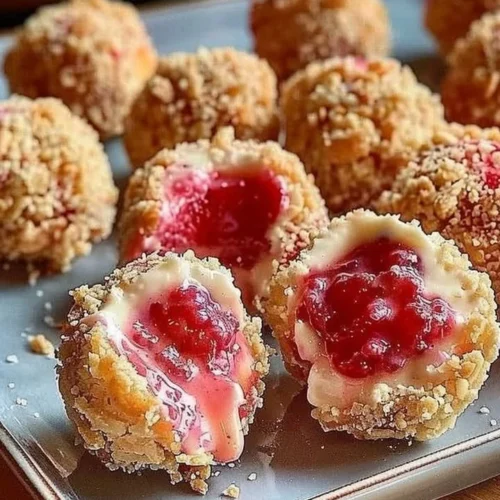 Irresistible strawberry cheesecake crunch bites served on a plate